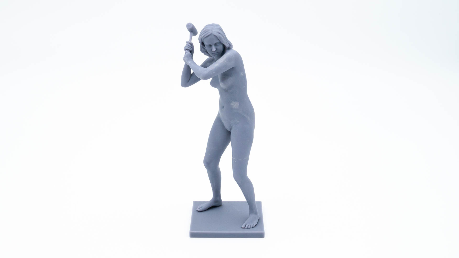 cute model ready to knock with a hammer sculpture 3D printed