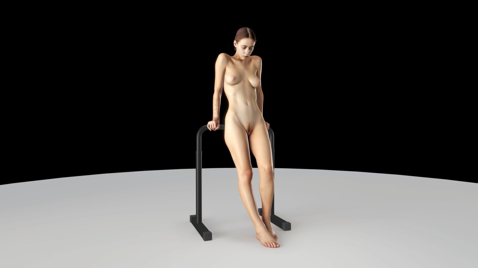 elfa nude model leaning on a bar