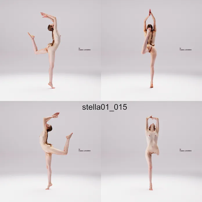 3D model of a girl nude standing acrobatic spreading 