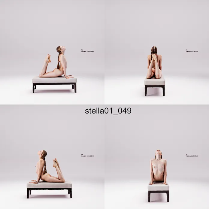 3D model of a girl nude acrobatic bench 