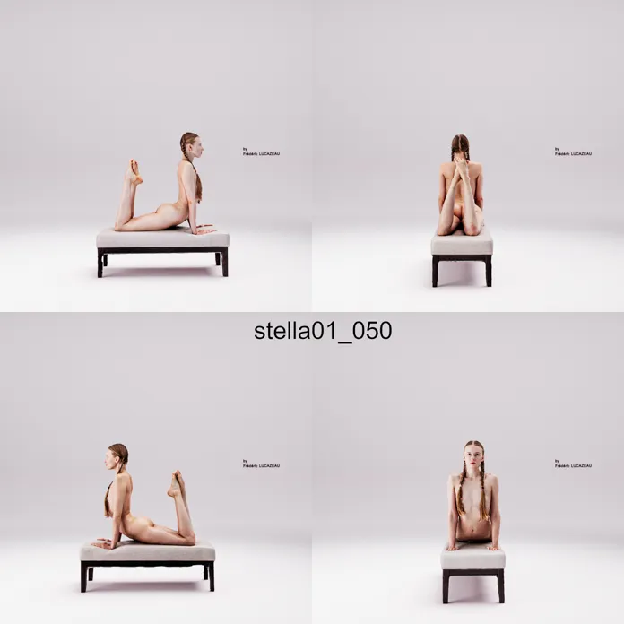 3D model of a girl nude acrobatic bench 