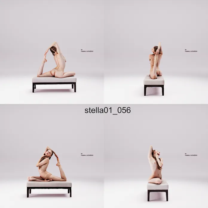 3D model of a girl nude acrobatic spreading bench 