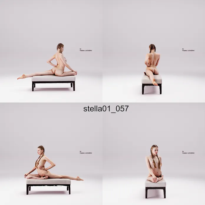 3D model of a girl nude acrobatic spreading bench 