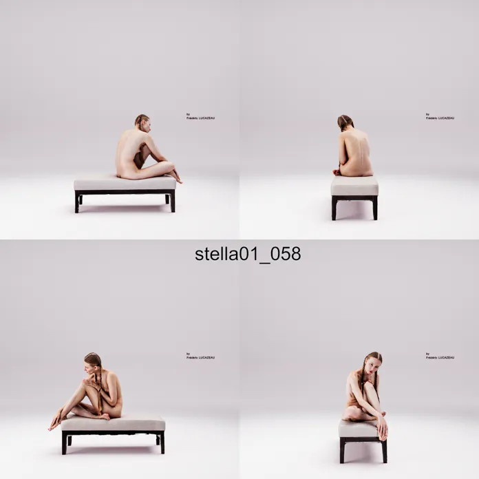 3D model of a girl nude sitting bench 