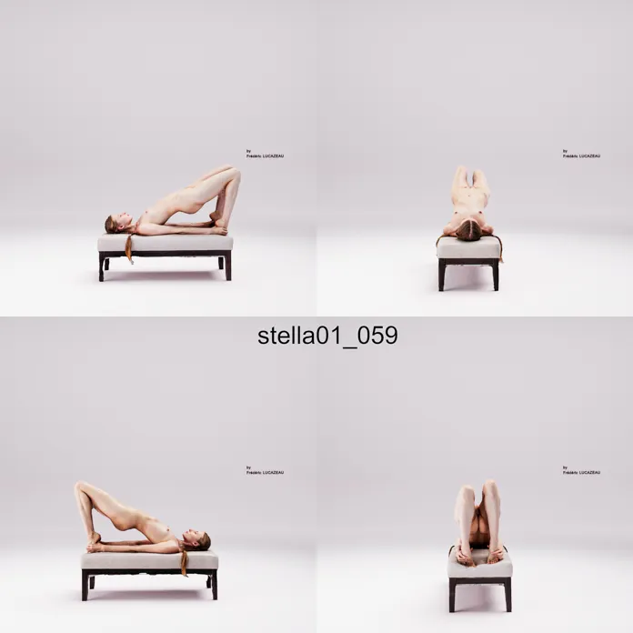 3D model of a girl nude acrobatic bench 