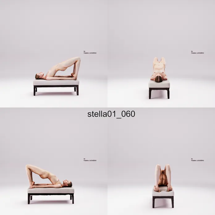 3D model of a girl nude acrobatic bench 