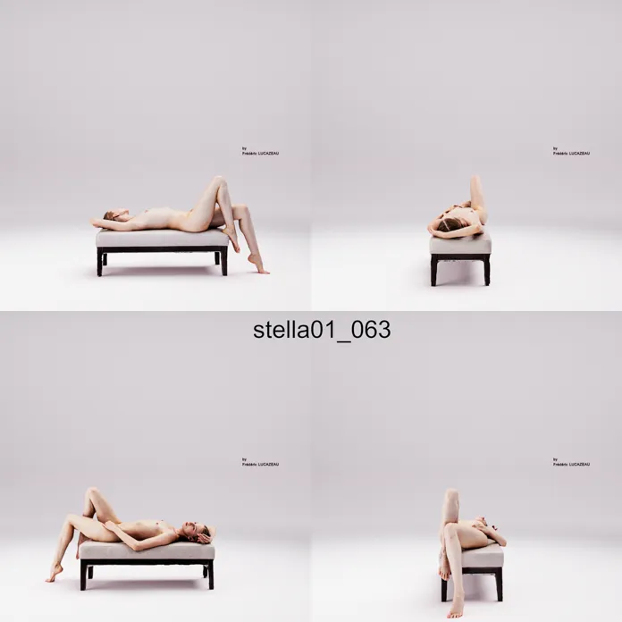 3D model of a girl nude laying bench 