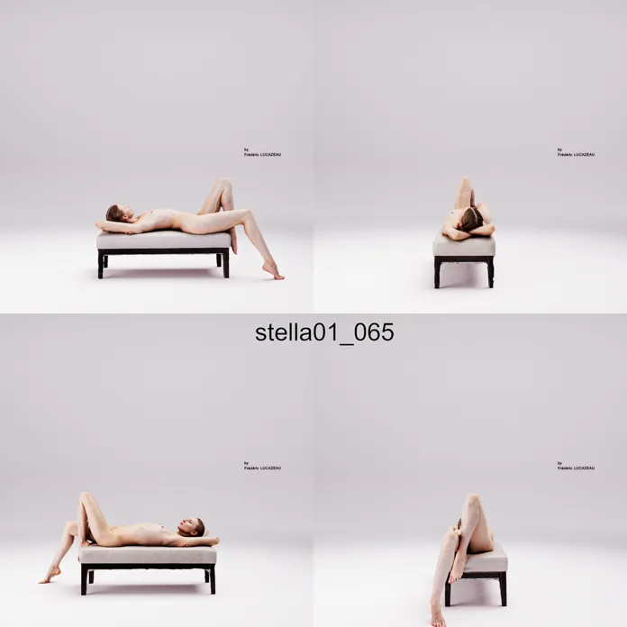 3D model of a girl nude laying bench 