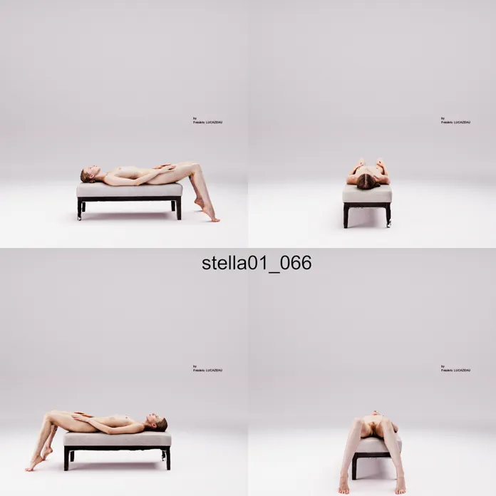 3D model of a girl nude laying bench 