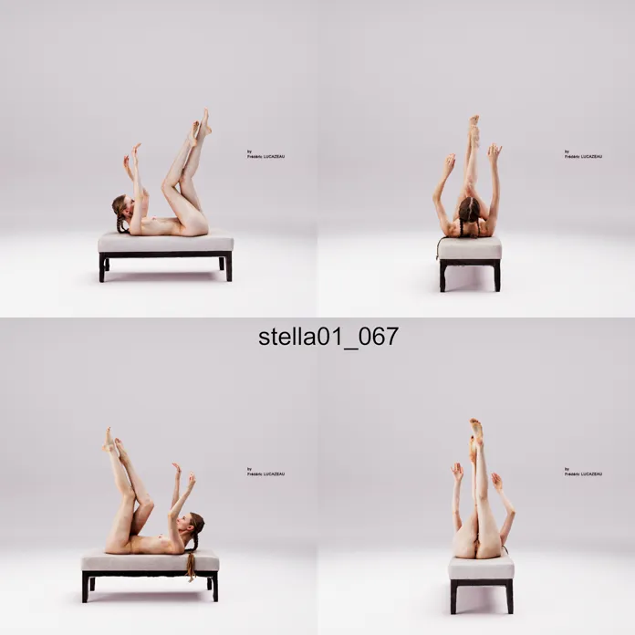 3D model of a girl nude laying bench 