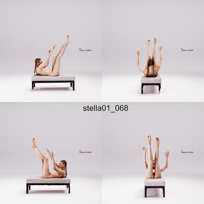 3D model of a girl nude laying bench 