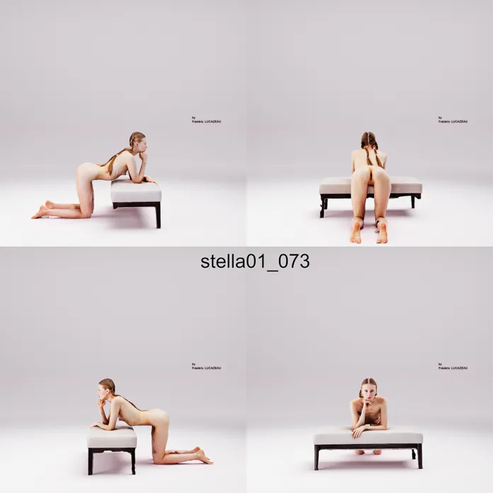 3D model of a girl nude four-legs bench 