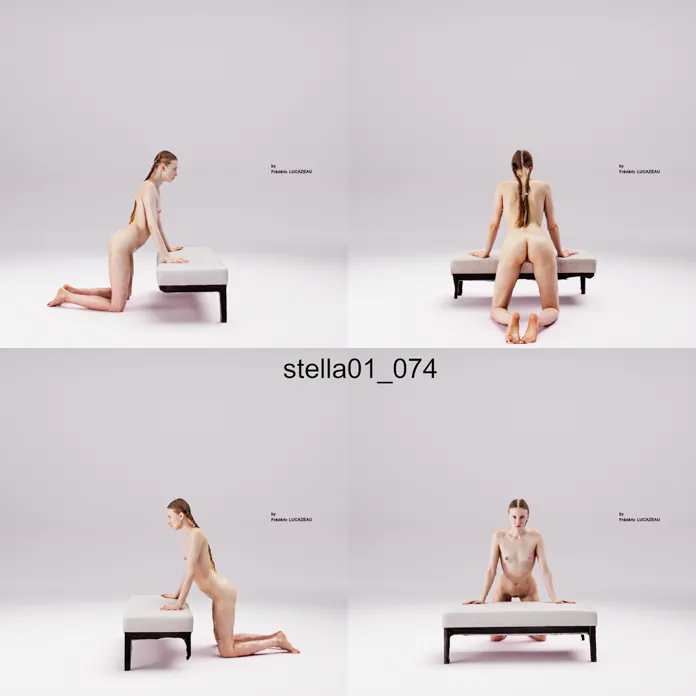 3D model of a girl nude four-legs bench 