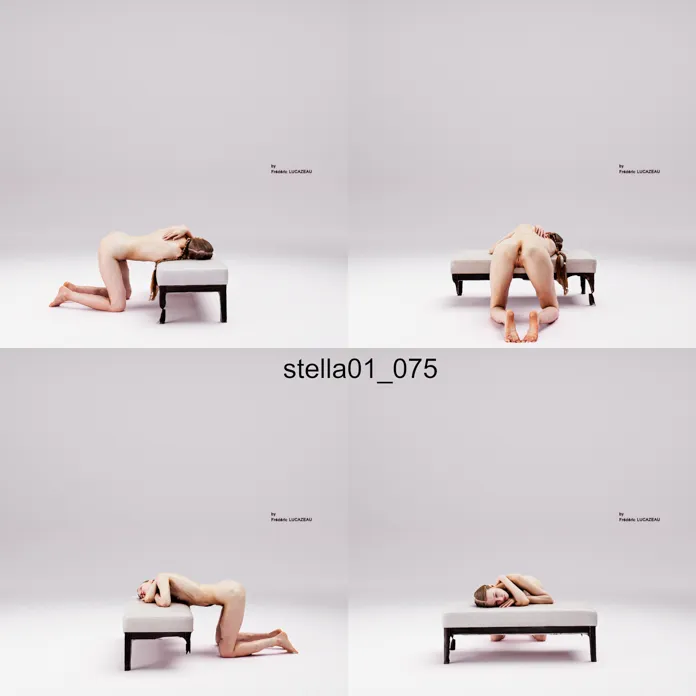 3D model of a girl nude four-legs bench 