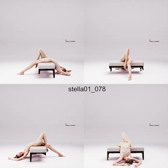 3D model of a girl nude laying bench 