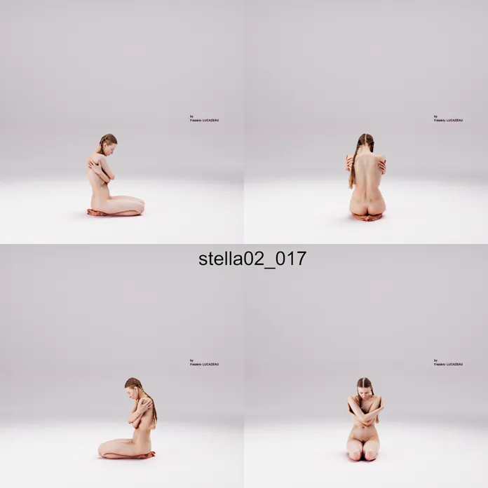 3D model of a girl nude kneeling sitting 