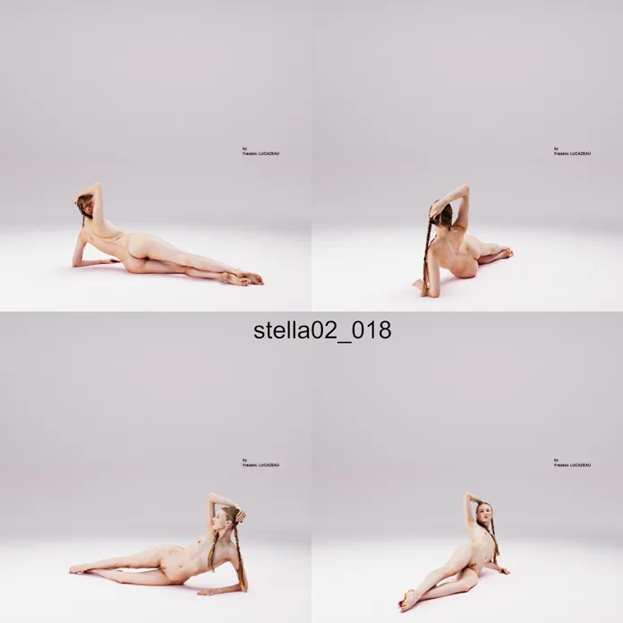 3D model of a girl nude laying leaning 