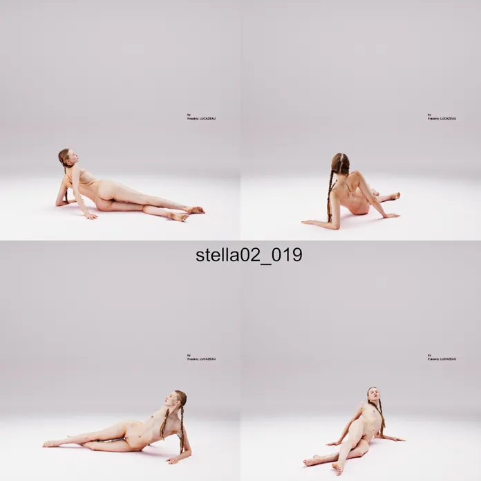 3D model of a girl nude laying leaning 