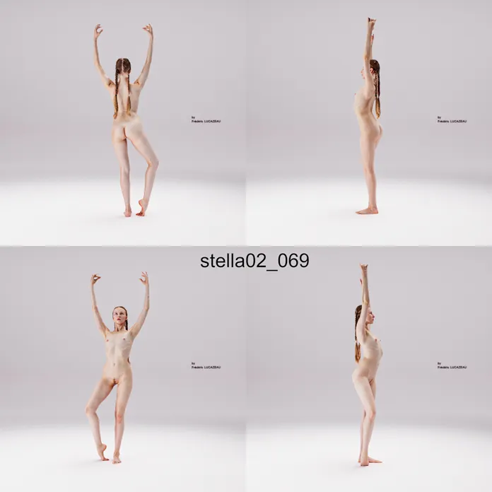 3D model of a girl nude standing dancing 