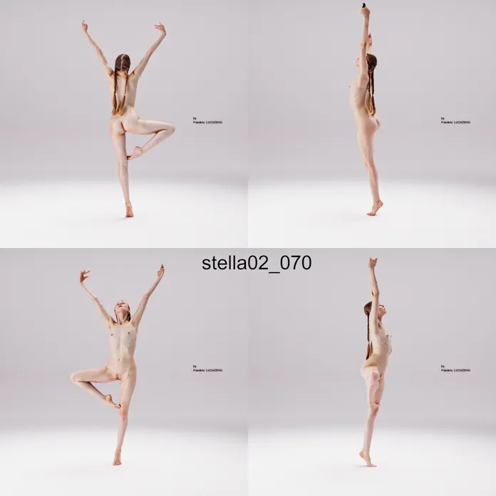 3D model of a girl nude standing dancing spreading 