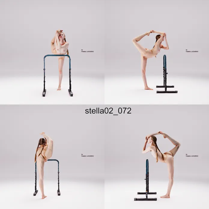 3D model of a girl nude standing acrobatic spreading bar 