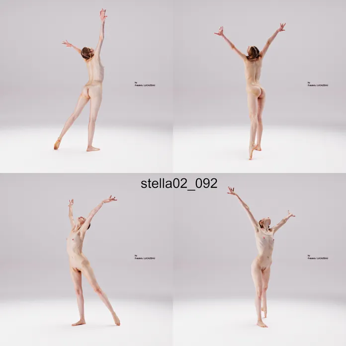 3D model of a girl nude standing acrobatic dancing 