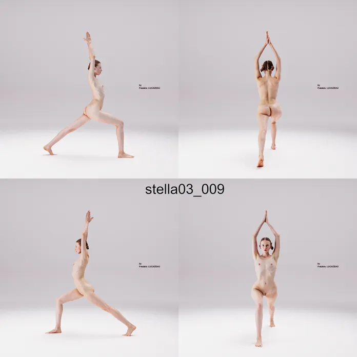 3D model of a girl nude standing acrobatic spreading 