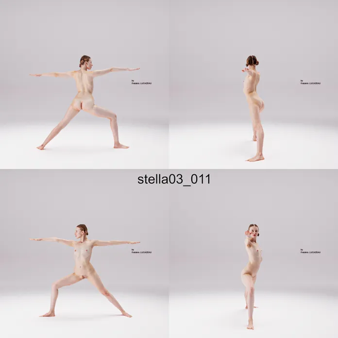 3D model of a girl nude standing acrobatic spreading 